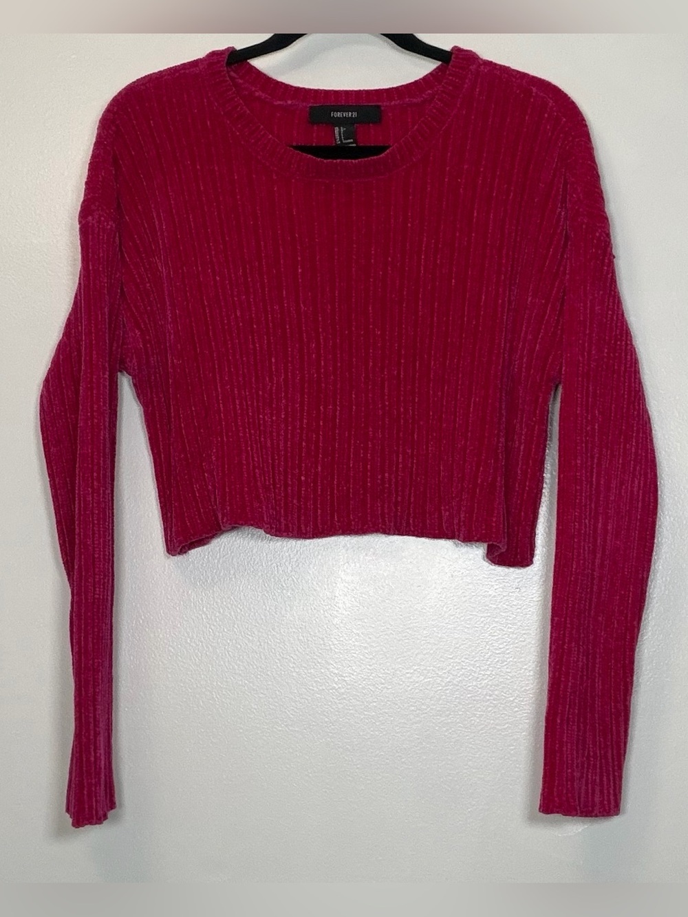 Forever 21 Ribbed Cropped Sweater - Fuchsia